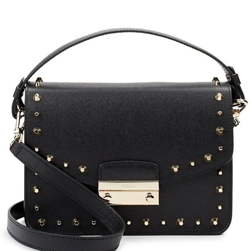Furla Julia Leather Studded Shoulder Bag